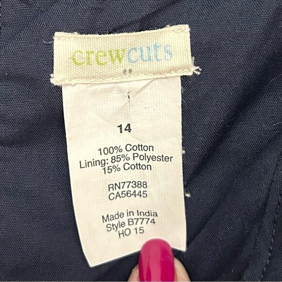 Crewcuts Girl’s Bird Print Navy and White Kids Dress, 100% Cotton, Size 14 - Picture 9 of 11